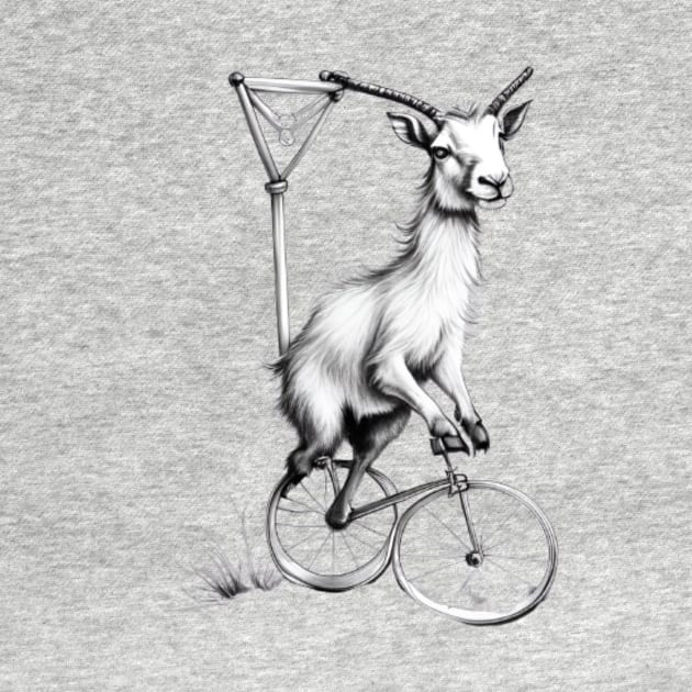 Goat on a unicycle by  art white